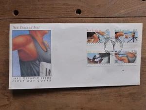 NEW ZEALAND 1992 OLYMPICS SET 4 STAMPS FDC FIRST DAY COVER - Picture 1 of 1