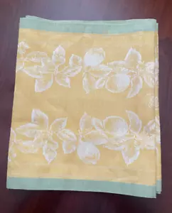 WILLIAMS SONOMA Jacquard Runner Fruit Figs or Plums? Yellow w/ Green Trim 16x108 - Picture 1 of 8