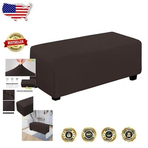 Elegant Chocolate Stretch Ottoman Cover: X-Large Furniture Protector Slipcover - Picture 1 of 9