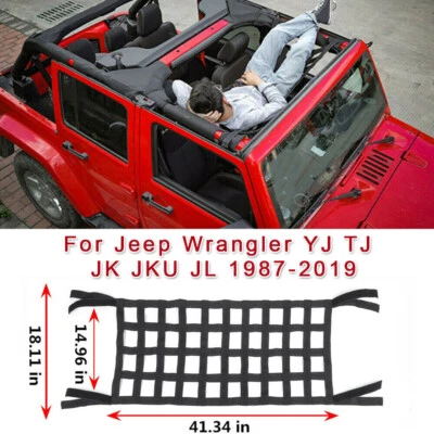Malla de hamaca de techo superior de auto red de carga para Jeep Wrangler JK JKU JL YJ TJ LJ 97-2020 Foto 1 de 4