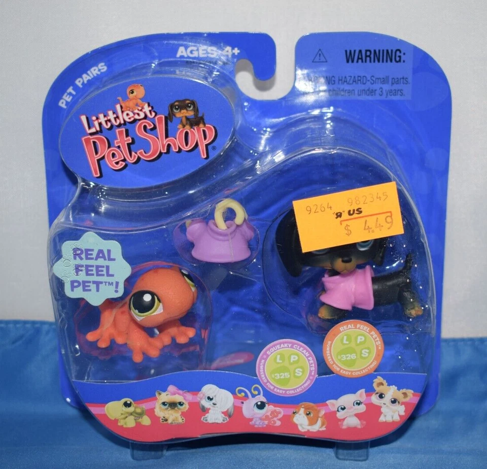 Littlest Pet Shop Dachshund Dog Real Feel Orange Iguana #325 #326 RARE P1