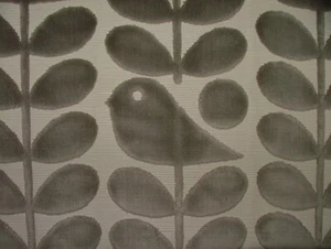 Orla Kiely Velvet Early Bird Graphite Grey Fabric Upholstery Cushion Curtain - Picture 1 of 19