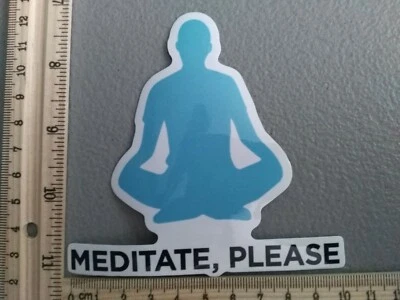 SALE! Meditate Please Blue Yoga Pose Twitter Meme Vinyl Decal Sticker Car Truck - Image 1 of 4