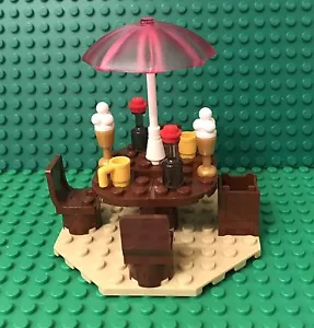Lego Beach House Picnic Table W/ Umbrella Stand,chairs,mug,ice Cream,soda Bottle - Picture 1 of 4