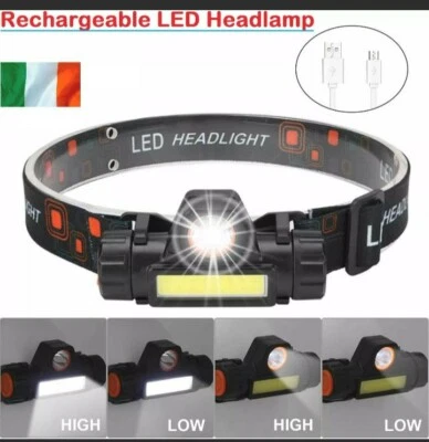 LED Headlamp USB Rechargeable  Head Torch Flashlight Headlight Work light Bright - Image 1 of 4