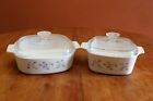Corning Ware Blue Dusk A-1.5-B and A-2-B Casserole Dishes with Pyrex Lids GUC
