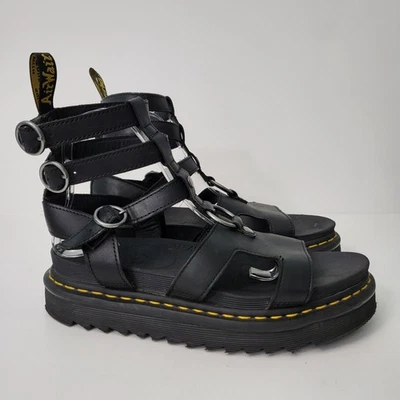 DR MARTENS Adaira Gladiator Sandals Womens 9 Platform Black Leather Buckle - Image 1 of 4