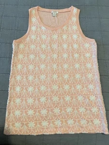 J. Crew peach ivory floral embroidered sleeveless Tank Top  XXS New NWOT - Picture 1 of 4