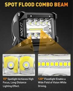NAOEVO LED Light Pods 3-Pack 4-Inch 24W Off-Road Driving Fog Spot Lights - Picture 1 of 9