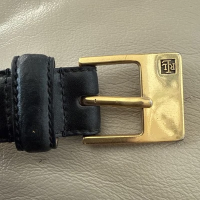 Cinturón De Colección Lauren Ralph Lauren Negro Cuero Italiano Talla M Cintura 1" Ancho Tono Dorado Foto 1 de 4