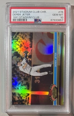 Derek Jeter 2021 Stadium Club Chrome 1991 variação PSA 10 refrator SP Yankees - Imagem 1 de 3