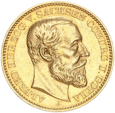 Sachsen-Coburg-Gotha Alfred 20 Mark 1895 A Gold vz Jäger 272 - Bild 1 von 3
