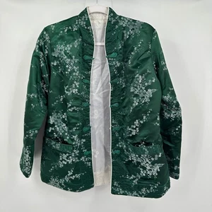 Womens Vintage Boho Reversible Silk Jacket Size M  Floral Embroidered Luxe - Picture 1 of 8