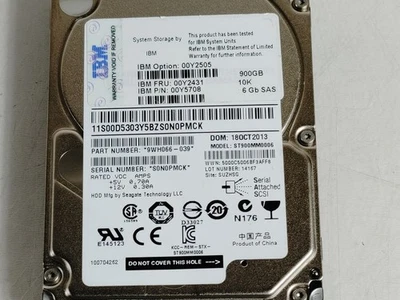 Lot of 2 Seagate IBM ST900MM0006 900 GB SAS 2 2.5 in Enterprise Drive - Image 1 of 4
