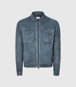 Reiss Pike Suede Trucker Jacket In Slate! XL (Fits like L) MSRP: $655!! - Picture 1 of 12