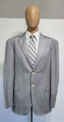 Blazer masculino Ermenegildo Zegna mistura de seda listra de giz 54 grande feito na Suíça - Imagem 1 de 4