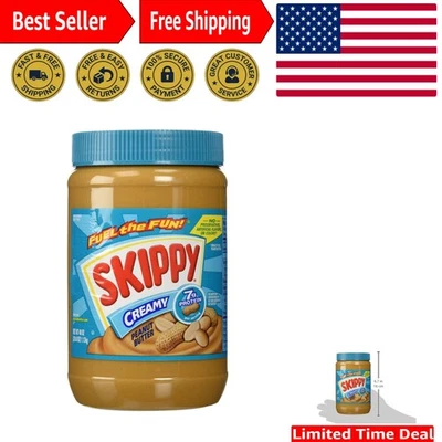 Cremosa mantequilla de maní 40 oz - totalmente natural, sin gluten, 7 g de proteína por porción Foto 1 de 3