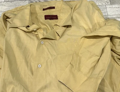 Camisa Nordstrom Clásica Larga Grapa Algodón Amarillo Años 80 2 Capas Tela Ancha 16.5-35 Foto 1 de 4