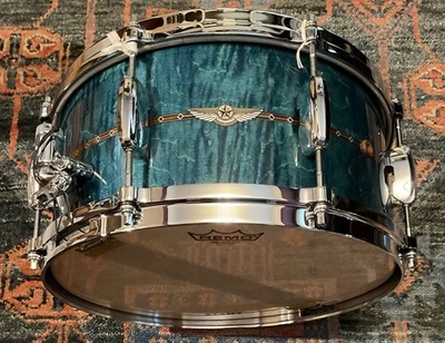 Tama Star Maple Snare Drum 14x6.5 Ocean Blue Curly Maple - Image 1 of 4