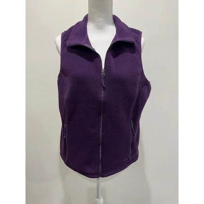 LL Bean Womens Fleece Vest Full Zip Purple L Sleeveless Pockets Outdoor Hiking - Image 1 of 4