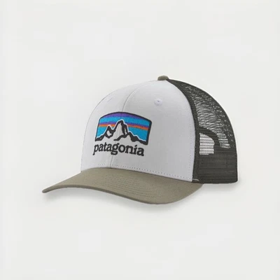 NUEVO PATAGONIA Fitz Roy Horizons Netplus Trucker Sombrero para Hombre - Blanco/Verde Jardín Foto 1 de 4