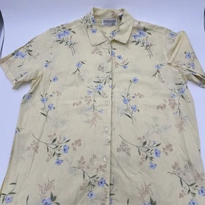 Casey & Max Vintage hellgelb lila Veilchen Button Down Shirt Top Größe Large - Bild 1 von 10