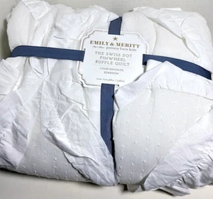 Edredón doble Pottery Barn Kids Emily Meritt The Swiss Dot Pin rueda volante nuevo - Imagen 1 de 4