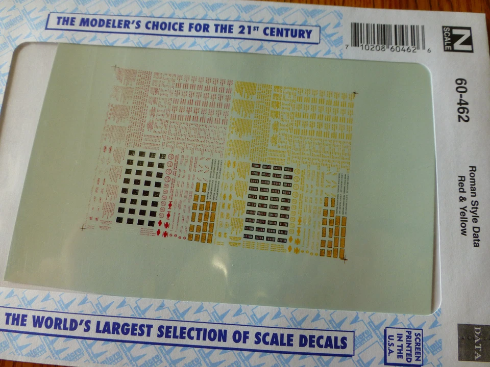 Microscale Decal N  #60-462 Freight Car Data - Roman Lettering - Red & Yellow - Image 1 of 1