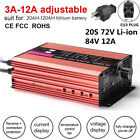 20S 72V Li-Ion 84V 12A 20Ah-120Ah Lithium Battery Smart Charger Adjust 3A-10A /