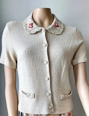 Top de verano tejido algodón manga corta vintage años 50 "Koldin Original", con cuentas. Foto 1 de 4