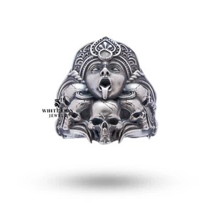 Kali Göttin Power Schädel 925 Sterlingsilber Herren Biker Rider Ring Geburtstag