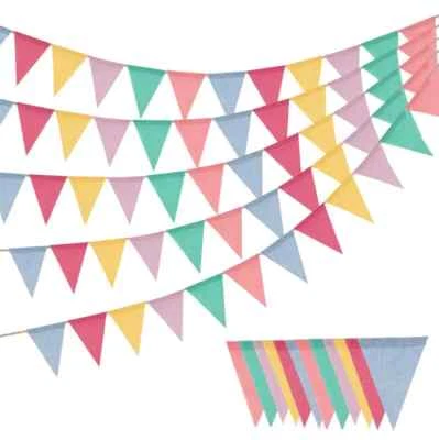 LUBOXIN 20M 66Ft Bunting Banner Fabric Flag Banners Multicolour Flags