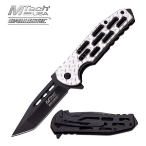 SPRING-ASSIST KLAPPTASCHENMESSER Mtech Silver Diamond Tread Tactical Tanto - Bild 1 von 12