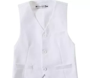 YuanLu White Vest size 12 boy child 3 button formal suit wedding event clothing - Picture 1 of 7