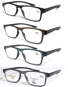 Reading Glasses Quality Lightweight Plain Frame Flexible Long Arms Big Lens R869 - Picture 1 of 32