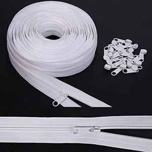 Cerniera sfusa 10 iarde, #3 cerniere per cucire, cerniera a bobina in nylon bianco da cantiere - Foto 1 di 10