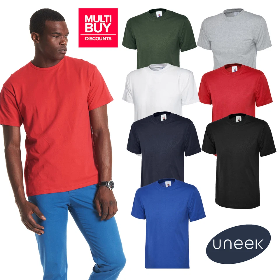 Uneek Premium Unisex T-Shirt 100% Cotton S–3XL Crew Neck 7 Colours
