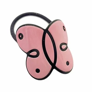 Französischer Amie Schmetterling rosa mit schwarzem Rand 1 1/4" Pferdeschwanz elastisch Haargummi - Bild 1 von 4