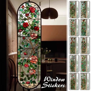 1 Stück Retro Rose Bedruckt Buntglas Fenster Folie Selbstklebend Rückseite Aufkleber - Bild 1 von 24