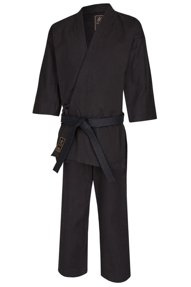 TEKKA BUDO Karateanzug Pro Extra schwarz 14 oz Karate Gi Set Kumite Anzug