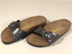 Mujer Birkenstock Madrid Azul Hebilla Corcho Cama Sandalias 38US 7 Hecho En - Imagen 1 de 12