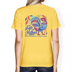 Southern Couture Don't Ruffle My Feathers, T-Shirt Margherita Giallo Cotone, 3X-Large - Foto 1 di 2