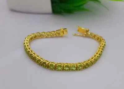 Natural Peridot Tennis Bracelet, Wedding Anniversary Gift, Birthstone Bracelet - Image 1 of 4