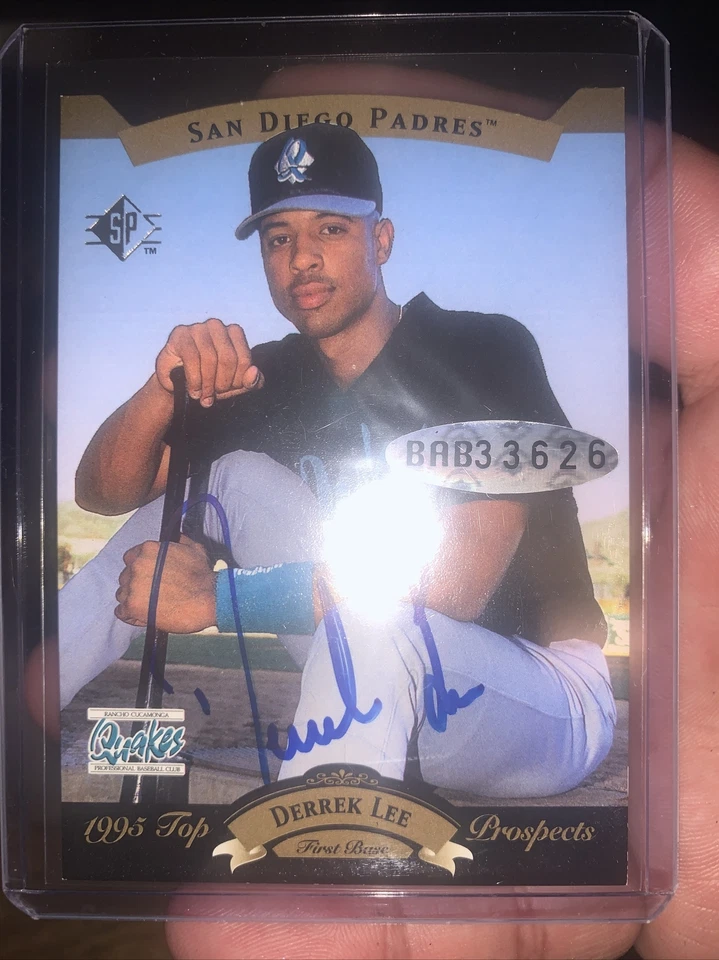 1995 Upper Deck SP Top Prospects DERREK LEE On Card Auto RC Rare Padres UDA - Image 1 of 1
