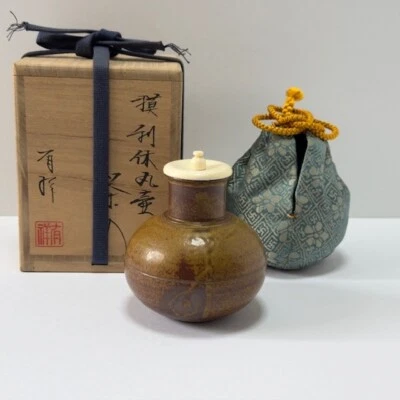 日本茶道 Rikyu Marutsubo Chaire 容器球童带Shifuku盒 — 第 1/4 张图片