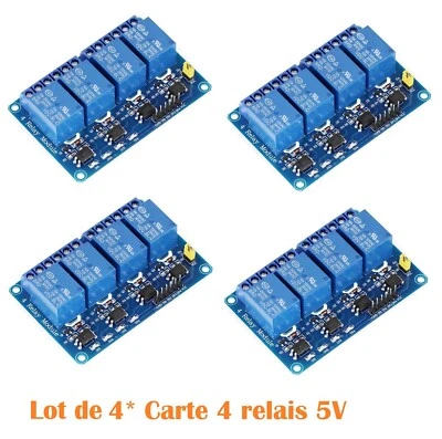 Lot 4x Module 4 relais 5V pour Arduino Raspberry ARM DSP PIC low trigger carte - Photo 1/4