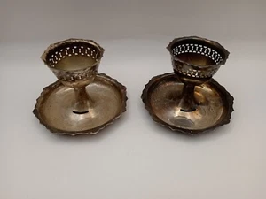 2 Vintage EPNS Egg Cups Silver Plated Round Shaped Tops Pretty Lace Design - Picture 1 of 9