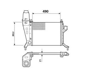 Complete radiator for CHEVROLET CELTA W/O A/C 1.0 / 1.4 lts PA22 MT (SHORT) - Picture 1 of 4
