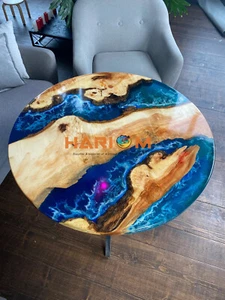 Mesa de resina epoxi azul océano centro río decoración adorable regalo mesa - Imagen 1 de 12