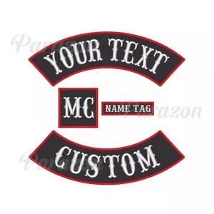4 pz - Etichetta nome rocker inferiore ricamata personalizzata MC cucita su toppa (B-SET2) - Foto 1 di 11